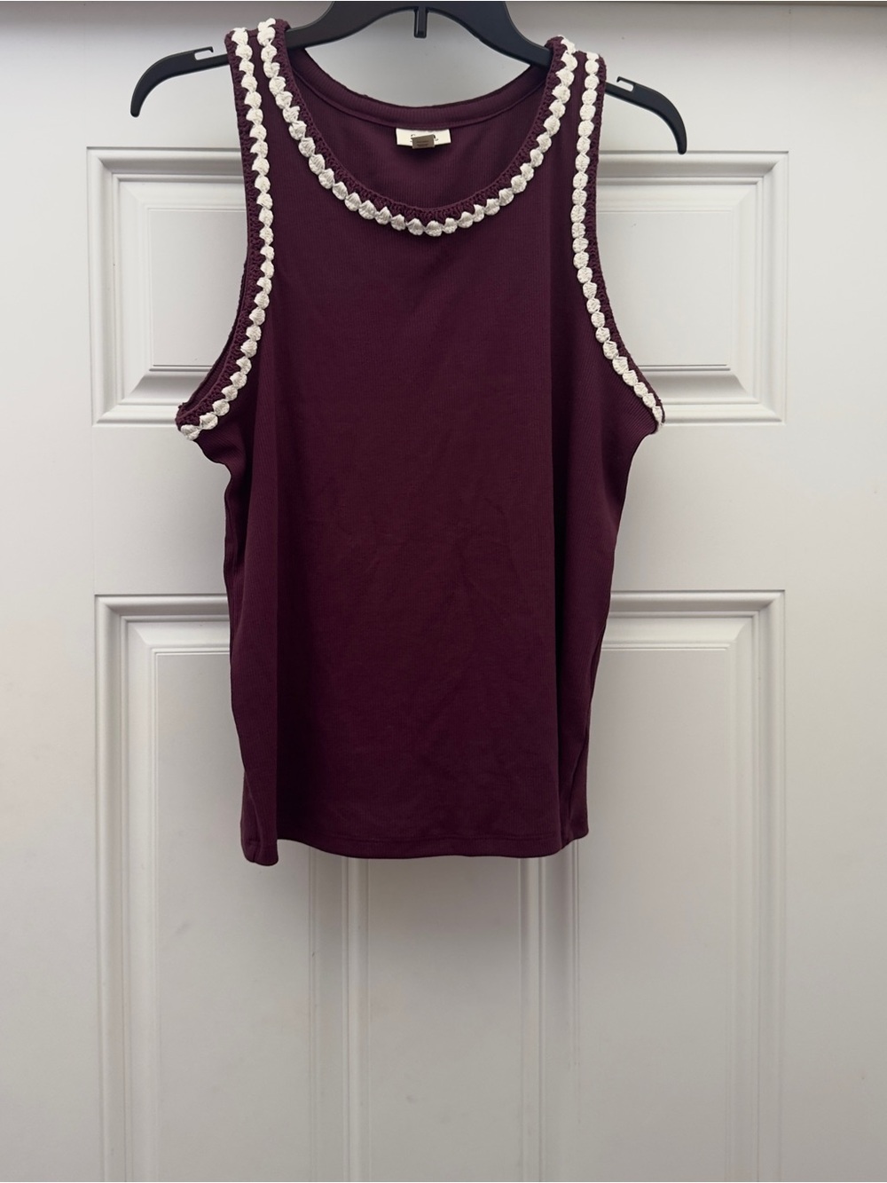 A.N.A. Crochet Edged Ribbed Tank Top Size XL